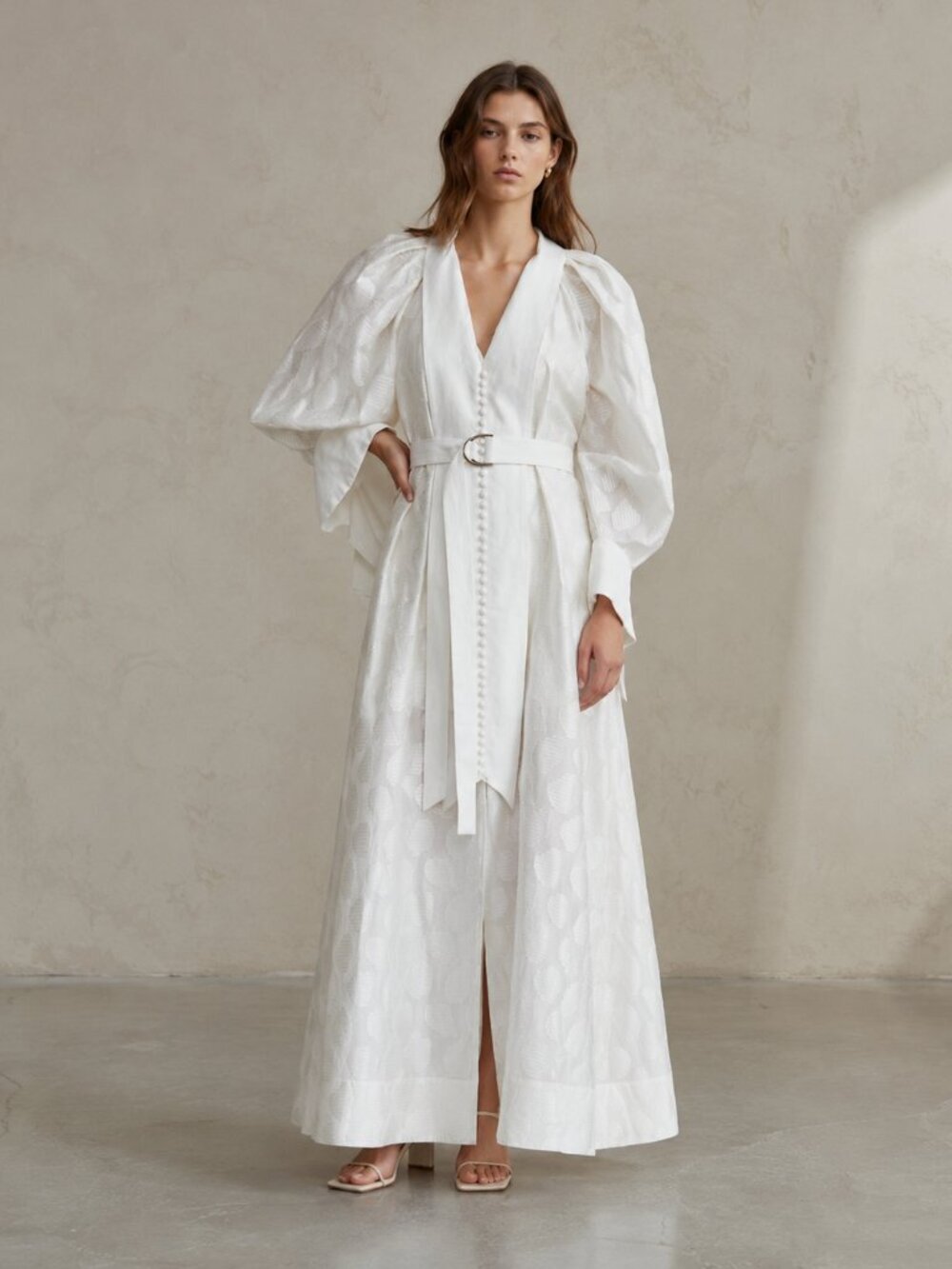 ACLER Parker Sculptural Tailored White Maxi Dress
